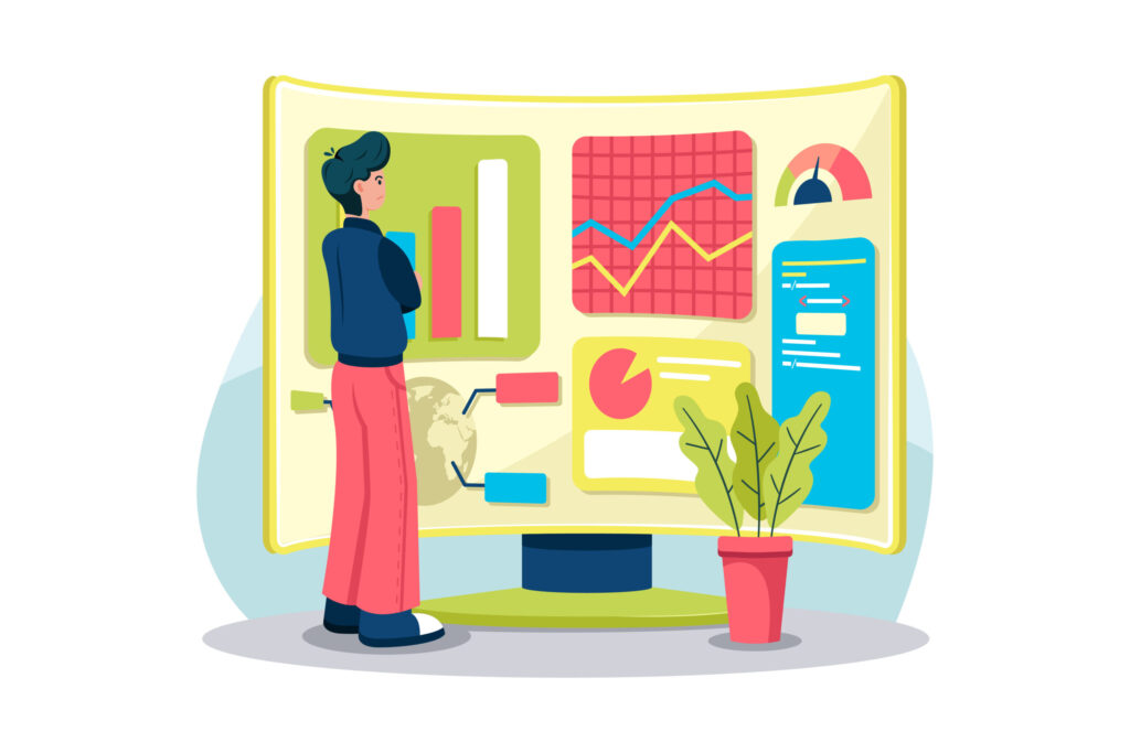 データを見る男性