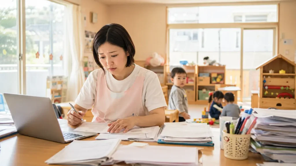 悩む保育士