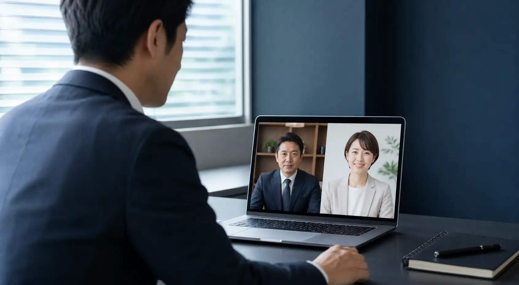 相談者と2名の専門家がオンラインで事業計画を話し合う様子